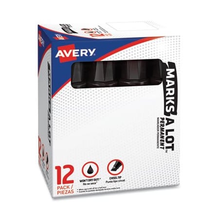 Avery Dennison Avery, MARKS A LOT EXTRA-LARGE DESK-STYLE PERMANENT MARKER, EXTRA-BROAD CHISEL TIP, BLACK 24148